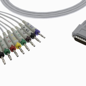 SCHILLER 10 LEAD ECG PATIENT CABLE – 4 MM BANANA GRAY CABLE – WITH 10 KR – WIE COMPATIBLE
