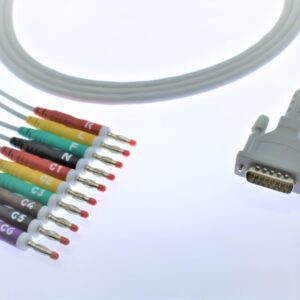 SCHILLER 10 LEAD ECG PATIENT CABLE – 4 MM BANANA GRAY CABLE – WITH 10 KR
